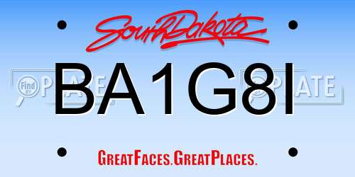 BA1G8I South Dakota License Plate