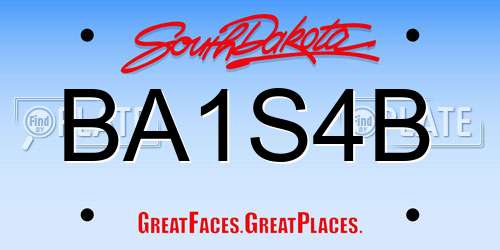 BA1S4B South Dakota License Plate