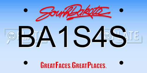 BA1S4S South Dakota License Plate