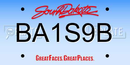 BA1S9B South Dakota License Plate