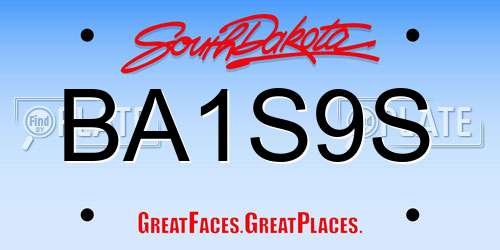 BA1S9S South Dakota License Plate