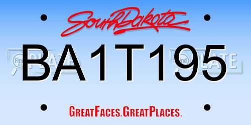 BA1T195 South Dakota License Plate