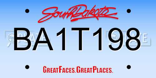 BA1T198 South Dakota License Plate