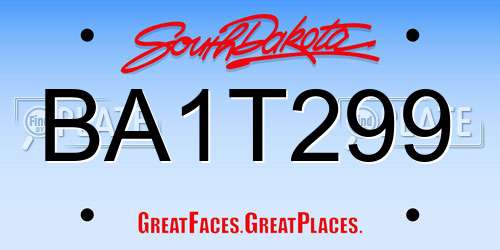 BA1T299 South Dakota License Plate