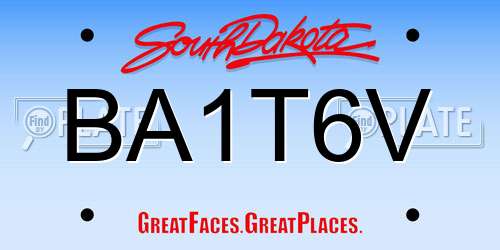 BA1T6V South Dakota License Plate