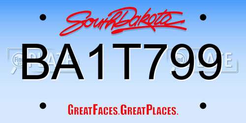 BA1T799 South Dakota License Plate