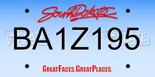 BA1Z195 South Dakota License Plate