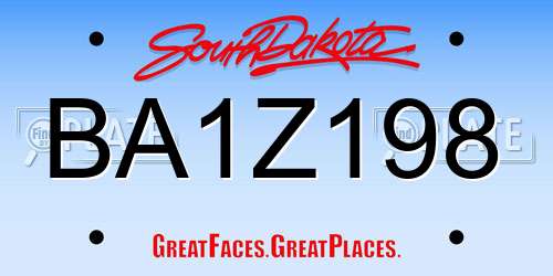 BA1Z198 South Dakota License Plate