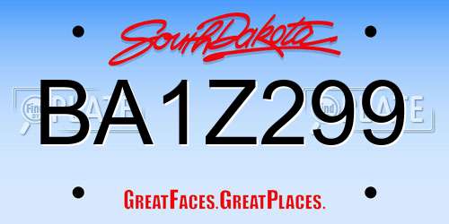 BA1Z299 South Dakota License Plate