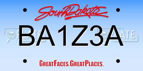 BA1Z3A South Dakota License Plate