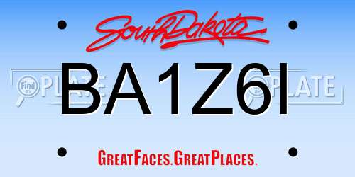 BA1Z6I South Dakota License Plate