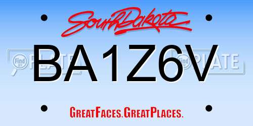 BA1Z6V South Dakota License Plate