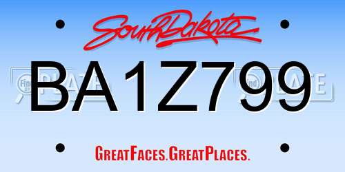 BA1Z799 South Dakota License Plate