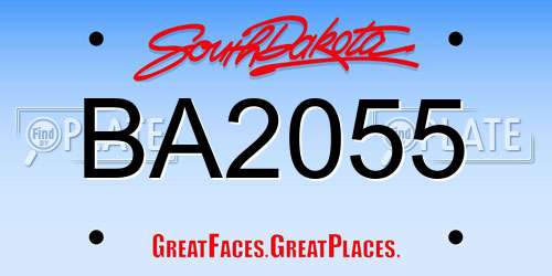 BA2055 South Dakota License Plate