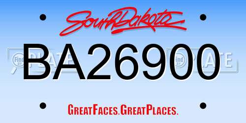 BA26900 South Dakota License Plate