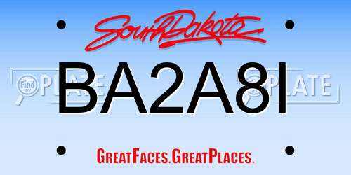 BA2A8I South Dakota License Plate