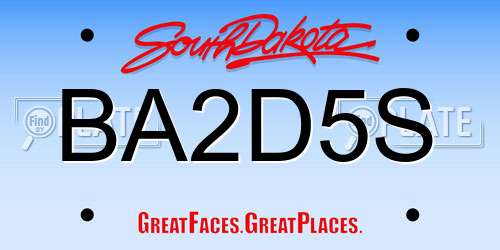 BA2D5S South Dakota License Plate