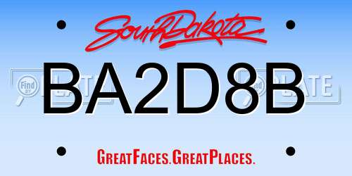 BA2D8B South Dakota License Plate