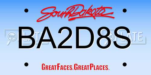BA2D8S South Dakota License Plate