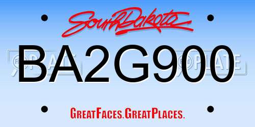 BA2G900 South Dakota License Plate