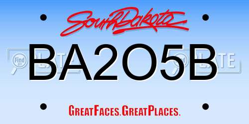 BA2O5B South Dakota License Plate
