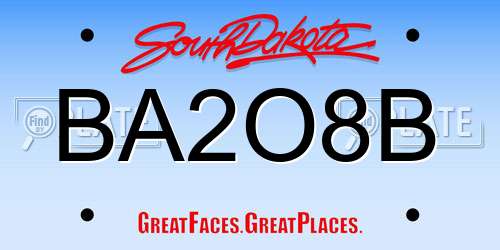 BA2O8B South Dakota License Plate