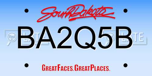 BA2Q5B South Dakota License Plate