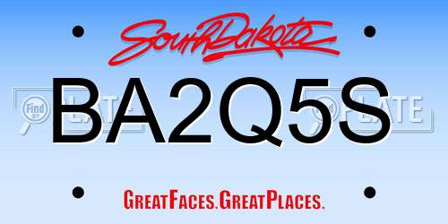 BA2Q5S South Dakota License Plate