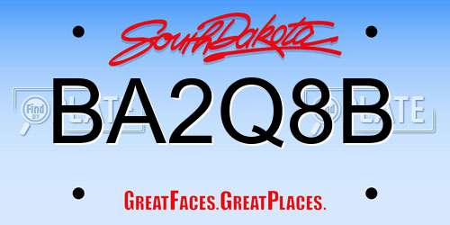 BA2Q8B South Dakota License Plate