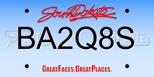 BA2Q8S South Dakota License Plate