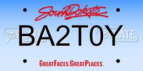 BA2T0Y South Dakota License Plate