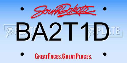 BA2T1D South Dakota License Plate