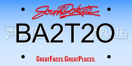 BA2T2O South Dakota License Plate