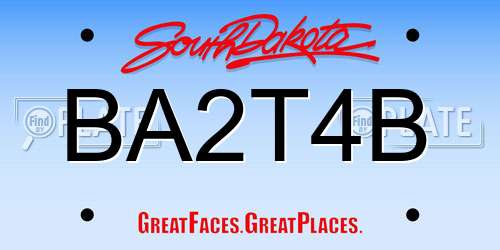 BA2T4B South Dakota License Plate