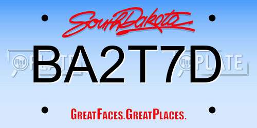 BA2T7D South Dakota License Plate