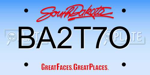 BA2T7O South Dakota License Plate