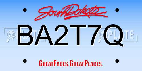 BA2T7Q South Dakota License Plate