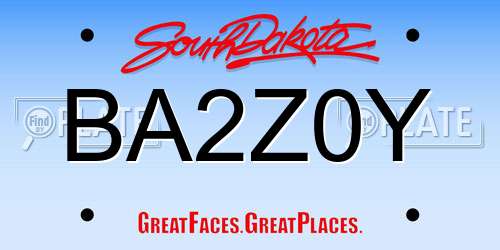BA2Z0Y South Dakota License Plate