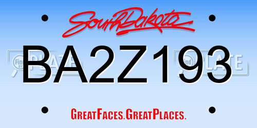 BA2Z193 South Dakota License Plate