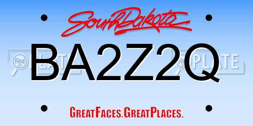 BA2Z2Q South Dakota License Plate