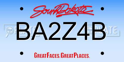 BA2Z4B South Dakota License Plate