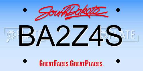 BA2Z4S South Dakota License Plate