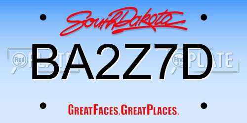 BA2Z7D South Dakota License Plate