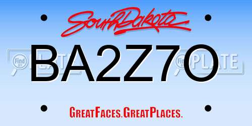 BA2Z7O South Dakota License Plate