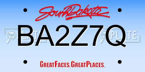 BA2Z7Q South Dakota License Plate