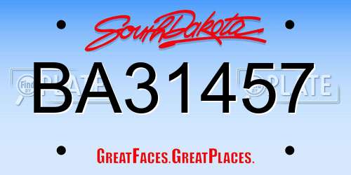 BA31457 South Dakota License Plate