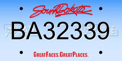 BA32339 South Dakota License Plate