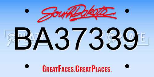 BA37339 South Dakota License Plate