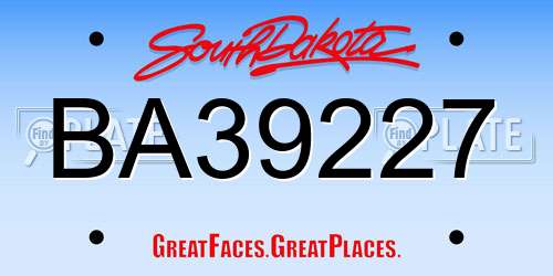 BA39227 South Dakota License Plate