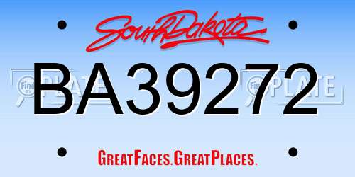 BA39272 South Dakota License Plate